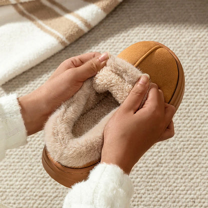 Winter Slippers with Fluffy Fur Lining – Anti-Slip Thick Sole for Indoor & Outdoor