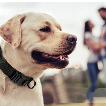 Tactical Dog Collar – Adjustable Military Nylon with Heavy Metal Buckle