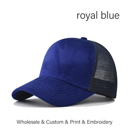 Custom Logo Suede Mesh Trucker Baseball Cap – Embroidery & Print