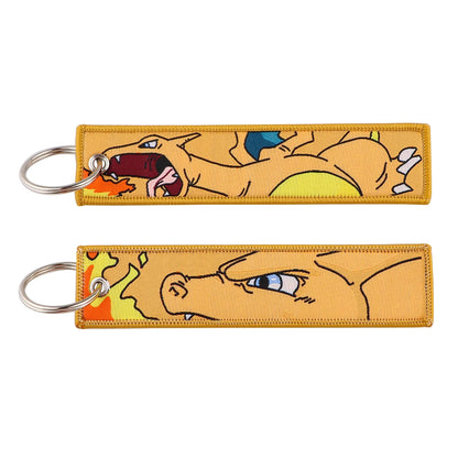 Anime Embroidered Jet Tag Keychain – Cute Cartoon Key Ring