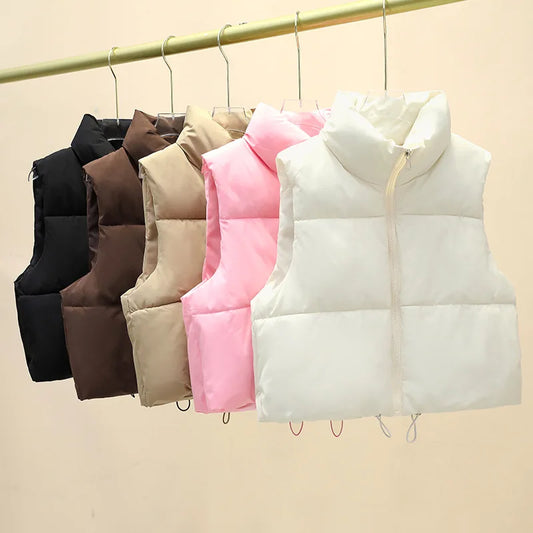 Women's Quilted Puffer Vest – Cropped Sleeveless Down Jacket