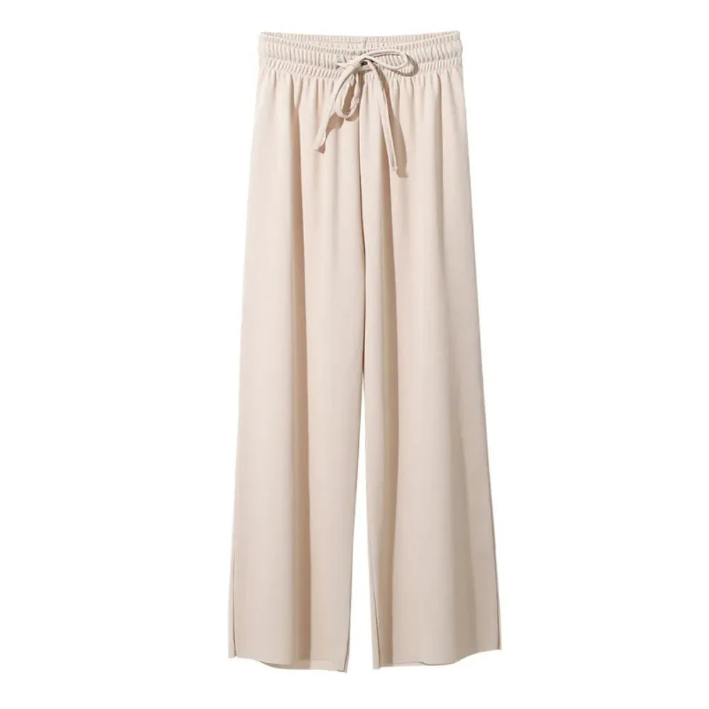Women's Wide Leg Ice Silk Pants – Casual Summer Trousers