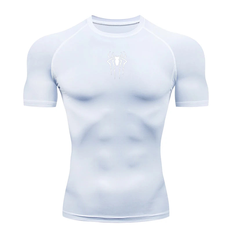 Men's Compression Short Sleeve Gym T-Shirt Spider Print