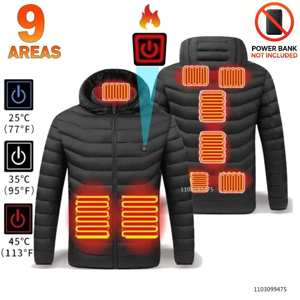 USB Heated Jacket with Up to 25 Heating Zones
