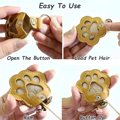 Pet Paw Leather Keychain – Memorial Keepsake for Dog & Cat Lovers