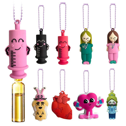Ampoule Bottle Opener Keychain – Cute Nurse & Doctor Character, Syringe Vial Cutter