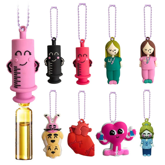 Ampoule Bottle Opener Keychain – Cute Nurse & Doctor Character, Syringe Vial Cutter