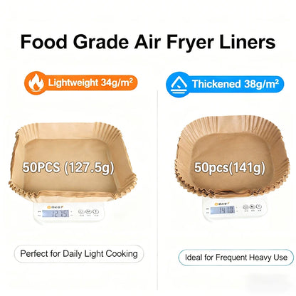 Square Air Fryer Disposable Paper Liners – BPA Free, 7.9" & 9.1"