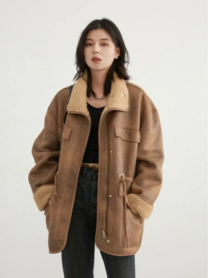 Women's Reversible Suede Sherpa Jacket