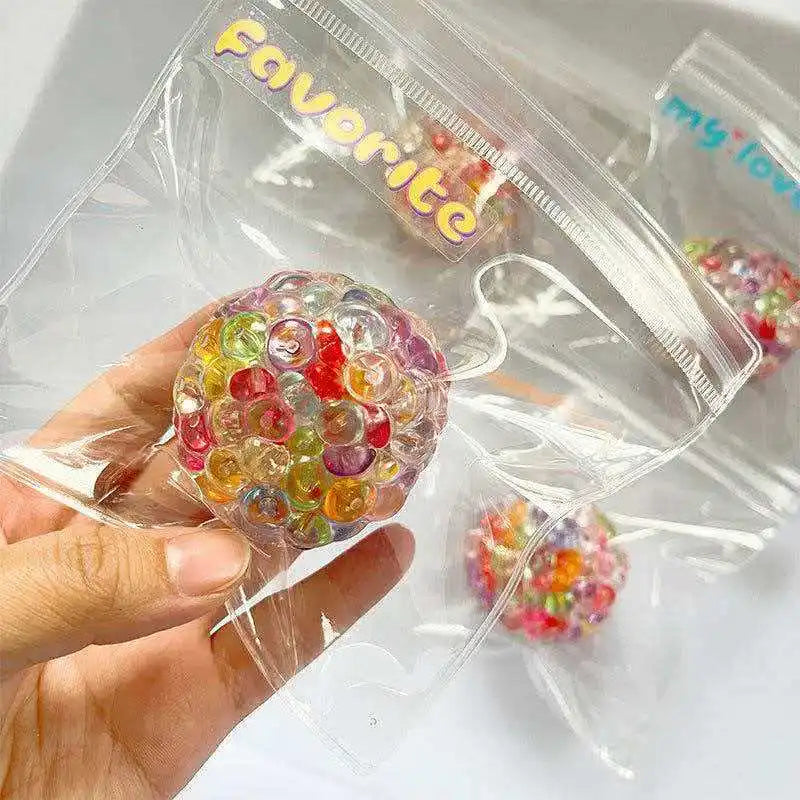 Colorful Ice Cube Bead Squeeze Stress Ball – Sensory Fidget Toy