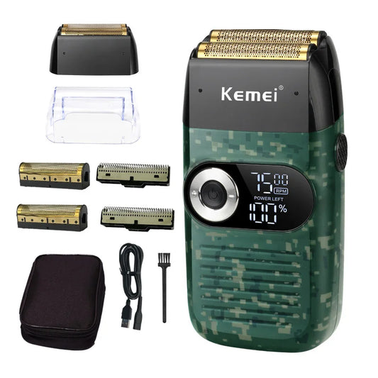 Kemei Electric Foil Shaver for Men – Rechargeable Beard Razor with LCD Display