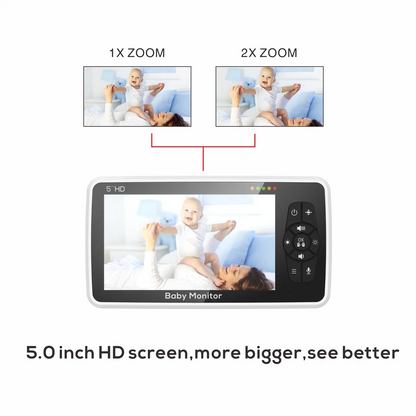 5-Inch HD Video Baby Monitor with Camera & Audio, 4x Zoom, 22Hr Battery