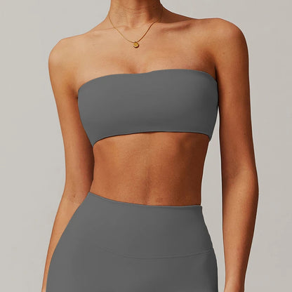 Women's Strapless Sports Bra – Seamless Bandeau Tube Top