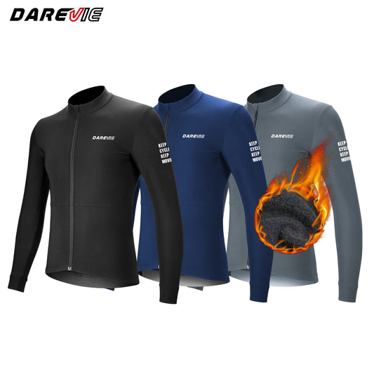Darevie Men's Winter Cycling Jersey – Thermal Fleece Long Sleeve