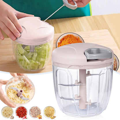 Manual Garlic Chopper – Rotating Vegetable Cutter & Crusher, 500/900ML