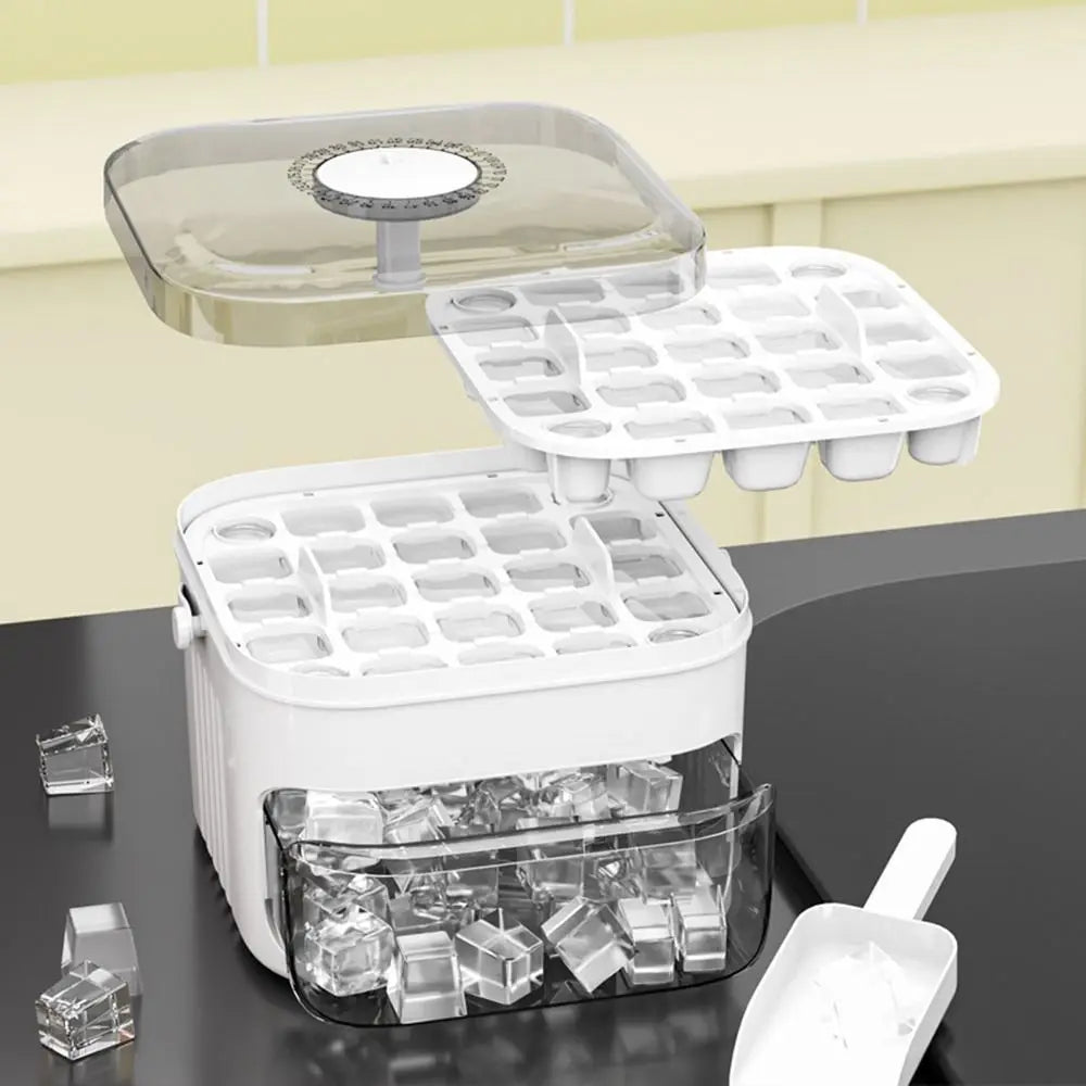 Ice Cube Tray with Storage Box – 50-Cube Double Layer Press