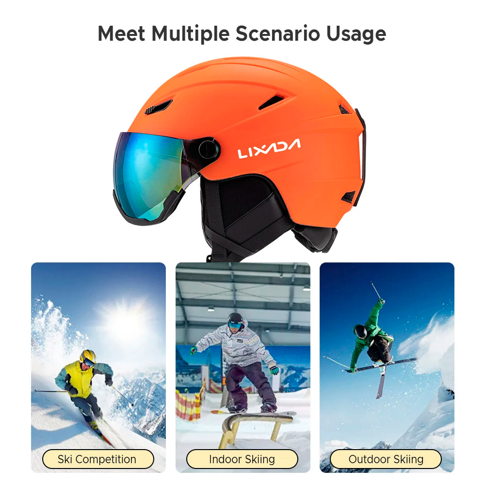 Ski Helmet with Integrated Visor Goggles – Unisex Snowboard Helmet