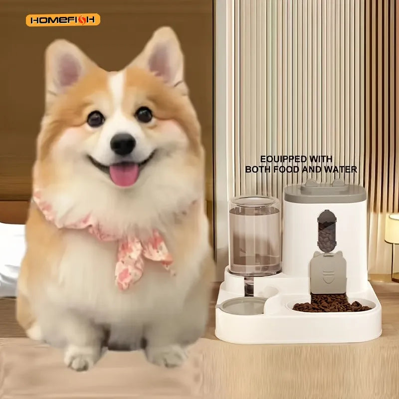 2-in-1 Automatic Cat Food & Water Dispenser – Cute Integrated Feeder