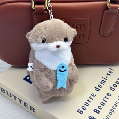 Cute Otter Plush Keychain Pendant – Kawaii Stuffed Animal Doll