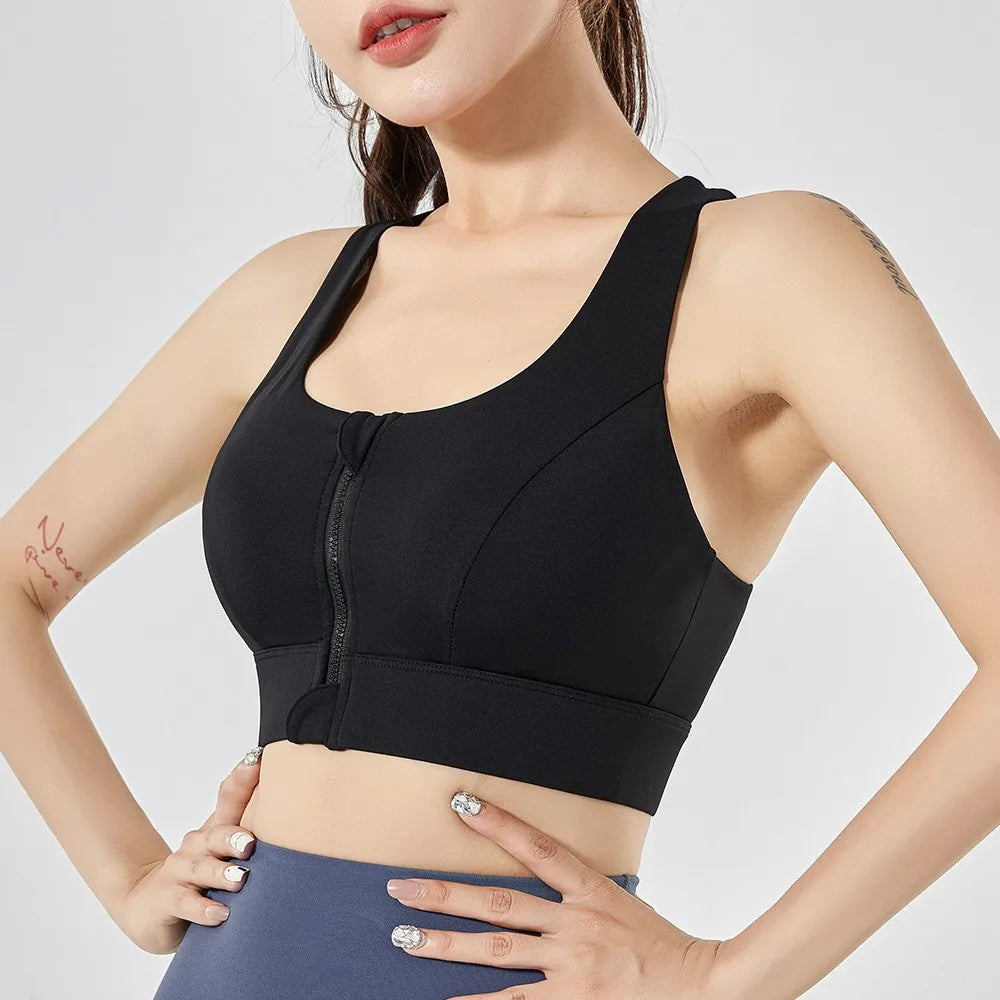 Front Zip High-Impact Sports Bra for Women