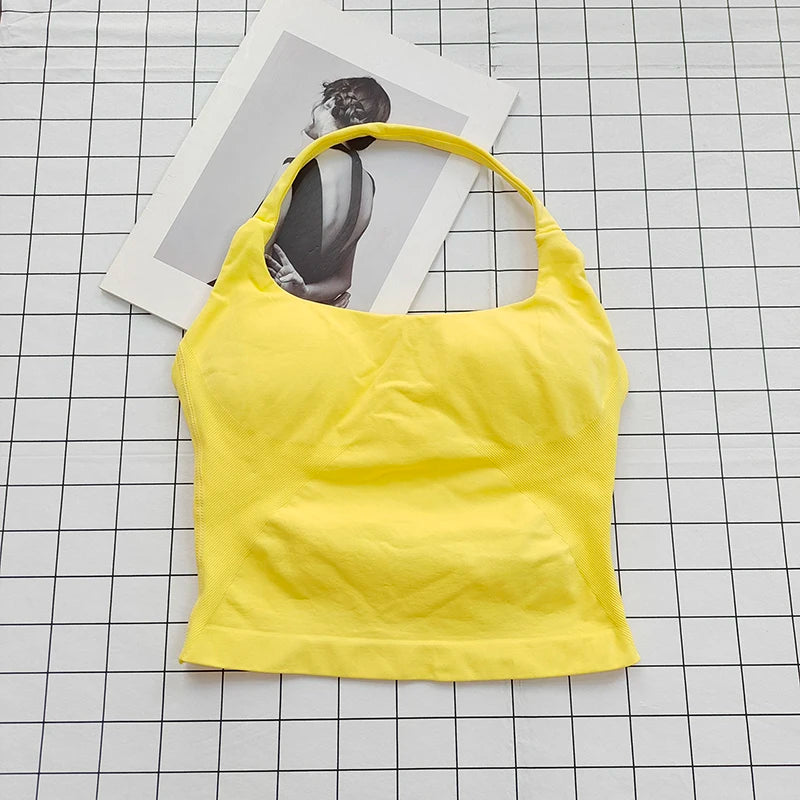 Women's Halter Neck Sports Bra Top with Removable Padding
