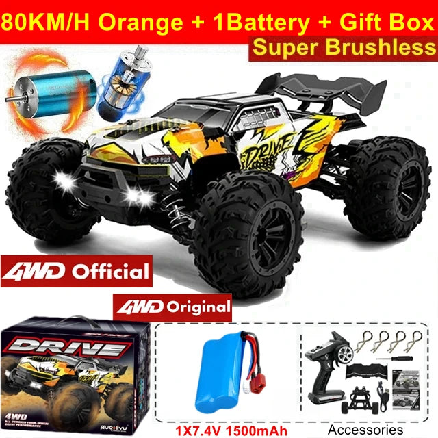 4WD RC Car 1/16 Scale – 50/80KM/H High Speed Off-Road Remote Control Truck