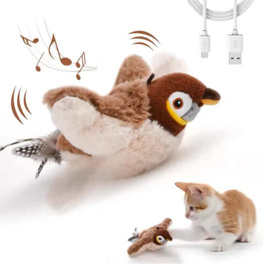 Interactive Bird Cat Toy – Chirping Flapping USB Rechargeable