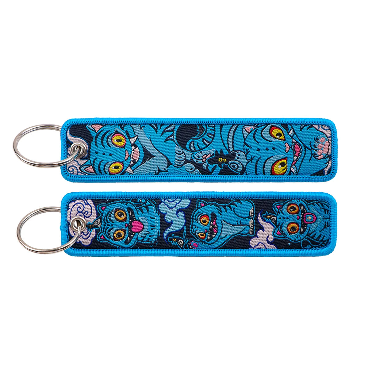 Anime Embroidery Keychain Tag – Cartoon Character Key Ring for Motorcycle, Car & Backpack