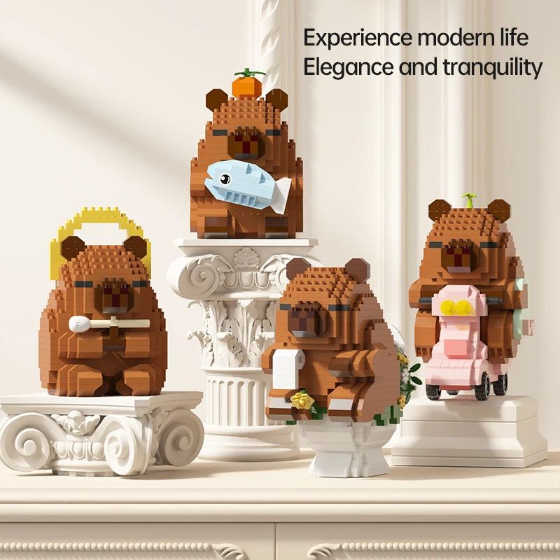 Capybara Mini Building Blocks Figure – Cute Desk Decor Collectible Toy
