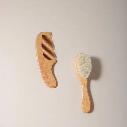 Baby Beech Wood Comb & Brush Set – 2 Piece Gift Set