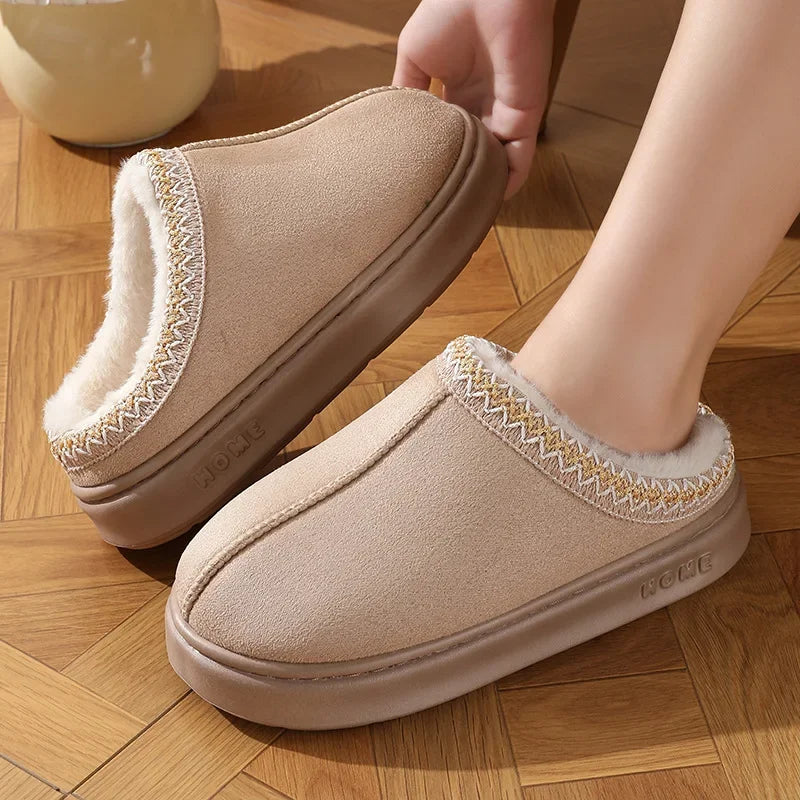 Fluffy Platform Slippers – Warm Plush Winter House Shoes
