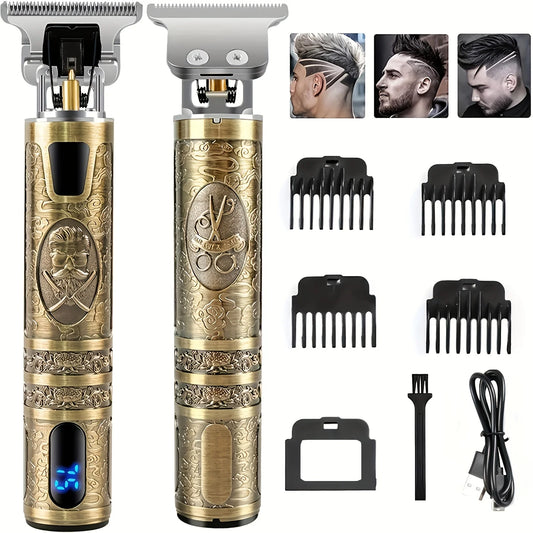 Electric Hair Trimmer for Men – LCD Display, USB Rechargeable, T-Blade Clipper