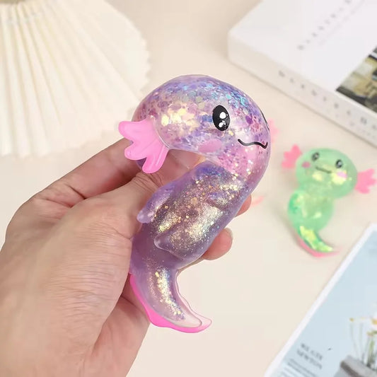 Stretchy Axolotl Squeeze Toys – 4-Pack Colorful Salamander Fidget Set