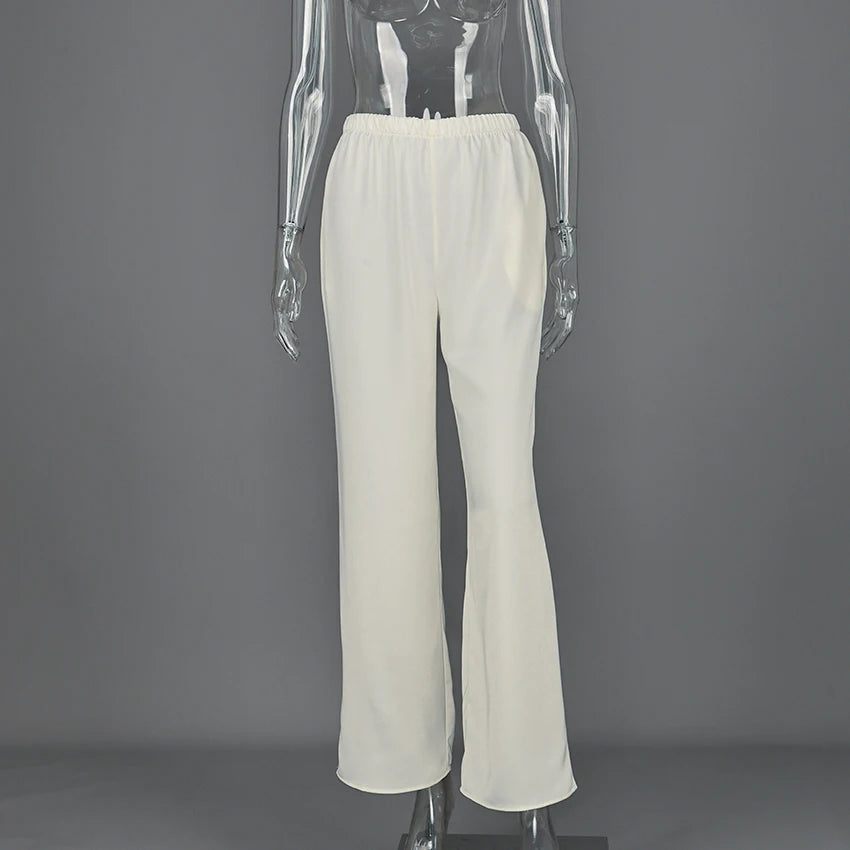 Women's Satin Wide Leg Pants – Elegant High Waist Trousers