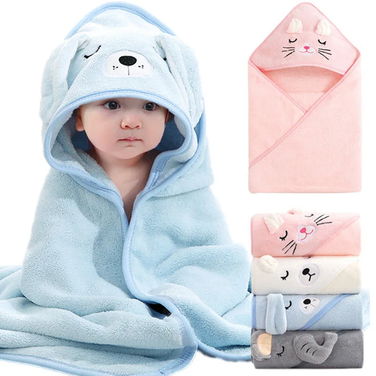 Baby Hooded Bath Towel – Soft Cartoon Animal Bathrobe Wrap for Newborns & Toddlers