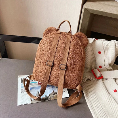 Cute Bear Ear Fleece Mini Backpack for Kids & Girls