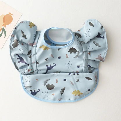 Waterproof Baby Bib with Pocket & Ruffle Sleeves