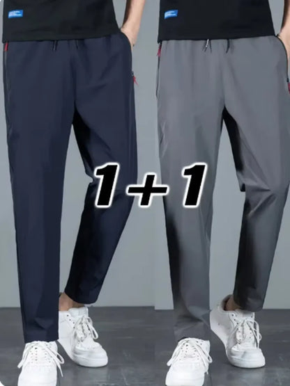 2-Pack Men's Slim Jogger Pants – Korean Casual Stretch Trousers