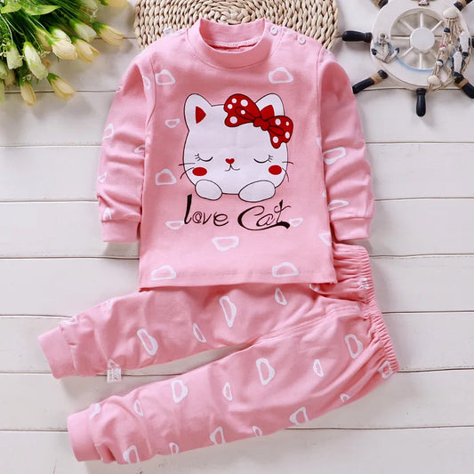 Baby Girl Cartoon Pajama Set – Cotton Sleepwear 2-Piece