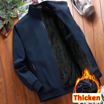 Men's Fleece-Lined Jacket – Warm Business Casual Zip Coat for Autumn & Winter