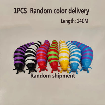 3D Slug Fidget Toy – Articulated Rainbow Caterpillar Sensory Toy