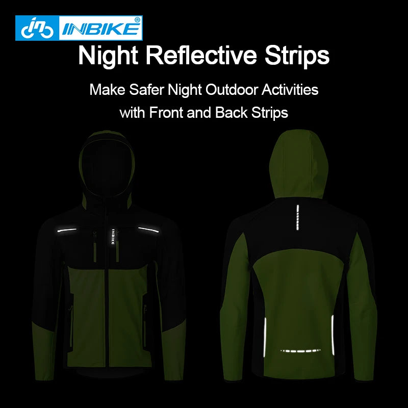 Men's Winter Cycling Windbreaker Jacket with Hood