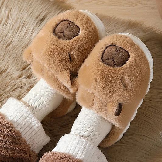 Capybara Plush Slippers – Cozy Indoor House Shoes for Women & Men