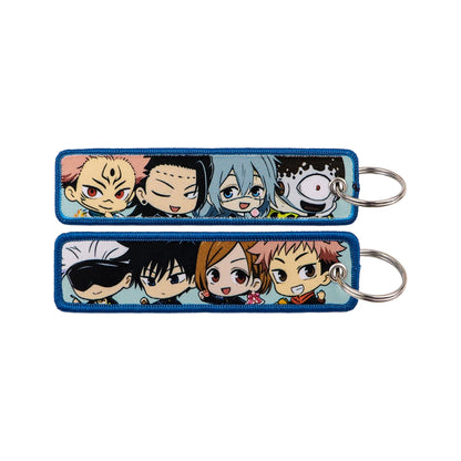 Anime Embroidery Keychain Tag – Cartoon Character Key Ring for Motorcycle, Car & Backpack