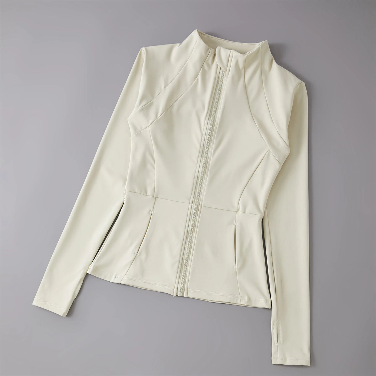 Women's Zip-Up Sports Jacket – Slim Fit Windbreaker with Thumb Holes