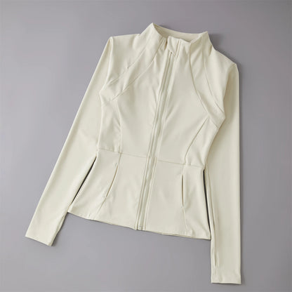 Women's Zip-Up Sports Jacket – Slim Fit Windbreaker with Thumb Holes