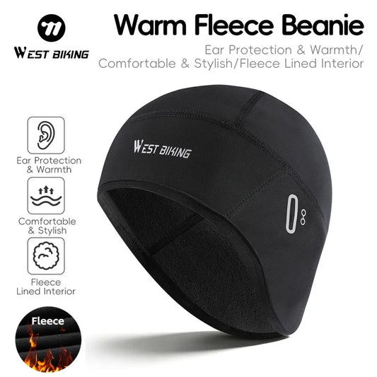 Winter Cycling Beanie Cap – Windproof Thermal Fleece with Ear Protection