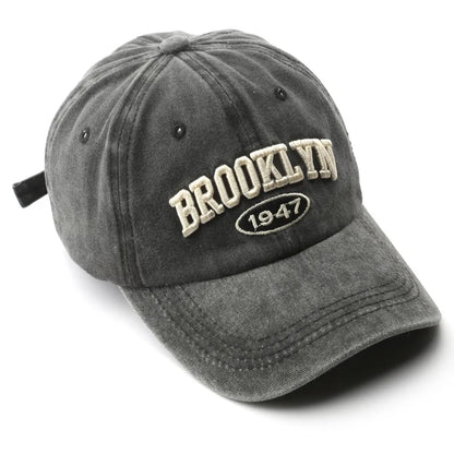 Brooklyn 1947 Embroidered Baseball Cap – Retro Washed Cotton Hat