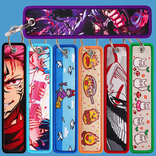 Anime Embroidery Keychain Tag – Car, Motorcycle & Bag Key Fob