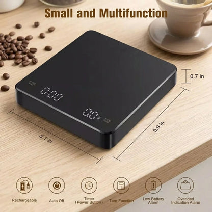 Digital Kitchen Scale with Timer – USB, LED, 3kg/0.1g Precision